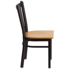 Flash Furniture HERCULES Series Black Vertical Back Metal Restaurant Chair - Natural Wood Seat-Vertical Back Design