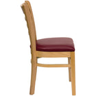 Flash Furniture HERCULES Series Ladder Back Natural Wood Restaurant Chair - Burgundy Vinyl Seat-Ladder Back Design