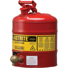 Justrite Laboratory Safety Cans in Steel & Polyethylene, Steel Shelf Can-Self-closing faucets offer controlled dispensing of hazardous liquids
