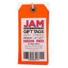JAM Paper Gift Tags with String, Medium, 4 3/4" x 2 3/8", Neon Red, 100 Pack-Dimensions: 4.75 x 2.38