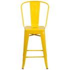 Flash Furniture 24" High Metal Indoor-Outdoor Counter Height Stool with Back - Yellow-Bistro Style Counter Stool