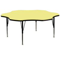 Flash Furniture 60'' Flower Shaped Activity Table with Thermal Fused Laminate Top and Height Adjustable Pre-School Legs, Yellow-Yellow Laminate