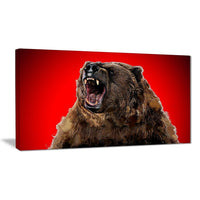Designart Fierce Grizzly, Red Canvas Art Print, 5 Panels, (PT2347-40-20)-Print