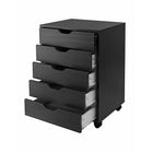 Winsome Halifax Cabinet for Closet / Office, 5 Drawers, Black-Optional locking casters to use them with or without casters for stationary or mobility storage.