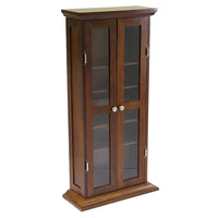 Winsome DVD/CD Cabinet, Antique Walnut-Elegantly styled with traditional profiled trim and deep stain.  5 adjustable shelves offer storage for up to 135 DVDs, 205 CDs or 75 videocassettes. Comes with glass door inserts and satin nickel-finish metal hardware. Warm Walnut Finish.