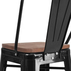 Flash Furniture 30" High Black Metal Barstool with Back & Wood Seat-Galvanized Steel Construction with Cross Brace under seat for extra stability