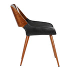Armen Living Panda Mid-Century Dining Chair - Black-Sturdy metal legs are walnut veneer finished