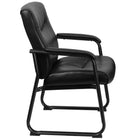 Flash Furniture HERCULES Series Big & Tall 500 lb. Rated Black Leather Executive Side Reception Chair with Sled Base-Black LeatherSoft Upholstery