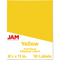 JAM Paper Full Page Sticker Paper Shipping Labels - 8-1/2" x 11" - Yellow - 10 Pack -English only packaging