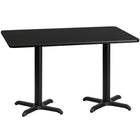 Flash Furniture 30" x 60" Rectangular Black Laminate Table Top with 22" x 22" Table Height Bases-Hospitality Table