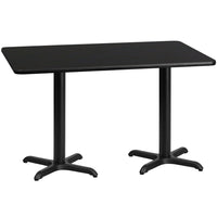 Flash Furniture 30" x 60" Rectangular Black Laminate Table Top with 22" x 22" Table Height Bases-Hospitality Table
