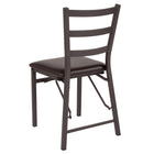 Flash Furniture HERCULES Series Brown Folding Ladder Back Metal Chair with Brown Vinyl Seat - 2 Pack-Brown Vinyl Upholstered Seat