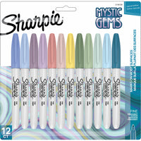 Sharpie Mystic Gems Fine Markers - Assorted Colours - 12 Pack-Permanent Fine