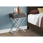 Monarch Specialties 3555 Accent Table - 24"H/Dark Taupe/Chrome Metal-1 year limited warranty on parts