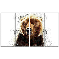 Designart Brown Bear, White Canvas Art Print, 5 Panels, (PT2302-271)-Print