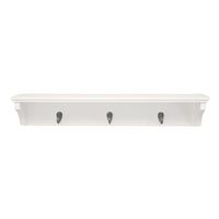 nexxt FN00395-9INT Finley Wall Shelf with 3 Metal Hooks, 24" x 4.25", White-MDF construction in White finish