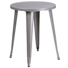 Flash Furniture 24" Round Silver Metal Indoor-Outdoor Table-Metal Cafe Table