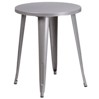 Flash Furniture 24" Round Silver Metal Indoor-Outdoor Table-Metal Cafe Table