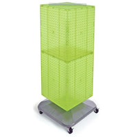 Azar Displays 40" x 14" x 14" 4-Sided Interlocking Pegboard Floor Display with Wheels, Green (701436-GRE)-Revolves on a square wheeled base