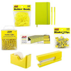 JAM Paper Complete Desk Kit, Yellow (338756Cye)-Includes notebook, pens, binder clips, staples, paper clips, rubber bands, tape dispenser, and a stapler