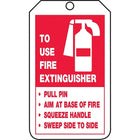 Equipment Status and Inspection Safety Tags, To use fire extinguisher, SAU698, 25 Pack-Language - English