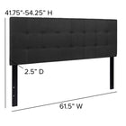 Flash Furniture Bedford Tufted Upholstered Queen Size Headboard - Black Fabric-Black Metal Stands with Adjustable Bed Rail Slots