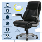 Serta SMT Brinkley Executive Chair - 27-1/2" W x 30" D x 43"-46" H - Black-Seat-side cable actuated paddles
with height, tilt & lockout adjustments