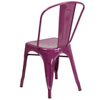 Flash Furniture Purple Metal Indoor-Outdoor Stackable Chair-Curved Back with Vertical Slat