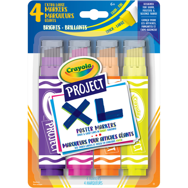 Crayola Project XL Poster Markers - Bright Colours - 4 Pack