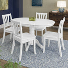 CorLiving Dillon 5 Piece Extendable Wooden Dining Set, White (DSH-410-Z2)-White painted engineered  wood table top and solid wood base