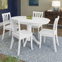 CorLiving Dillon 5 Piece Extendable Wooden Dining Set, White (DSH-410-Z2)-White painted engineered  wood table top and solid wood base
