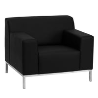 Flash Furniture HERCULES Definity Series Contemporary Black Leather Chair with Stainless Steel Frame-Contemporary Style