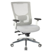 Pro-Line II White Mesh High Back Manager's Chair and Padded Seat, Heigh Adjustable Back-White with Grey Padded Seat
