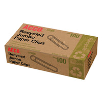 ACCO Smooth Recycled Paper Clips - #4 - 2" - Silver - 1000 Pack-#4 Jumbo silver paper clips
