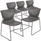 Flash Furniture HERCULES Series Grey Full Back Stack Chair with Black Powder Coated Frame-Set of 5 Multipurpose Stack Chairs