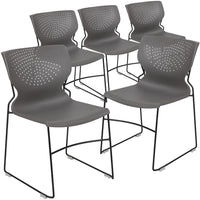 Flash Furniture HERCULES Series Grey Full Back Stack Chair with Black Powder Coated Frame-Set of 5 Multipurpose Stack Chairs
