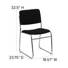 Flash Furniture HERCULES Series Fabric High Density Stacking Chair with Chrome Sled Base - Black-17 Gauge Steel Frame