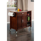 Winsome Mabel Kitchen Cart, Walnut (94843)-Dimensions: 42.7"W x 18.9"D x 35.4"H