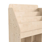 Flash Furniture Bright Beginnings Commercial Grade Modular Wooden Classroom 4 Tier Bookstand with 3 Storage Compartments-Natural-Overlapping Upper Shelves and Lower Storage Cubbies