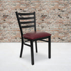 Flash Furniture HERCULES Series Black Ladder Back Metal Restaurant Chair - Burgundy Vinyl Seat - 2 Pack-18 Gauge Steel Frame