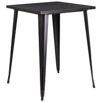 Flash Furniture 31.5" Square Black-Antique Gold Metal Indoor-Outdoor Bar Height Table-Metal Cafe Bar Table