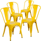 Flash Furniture Commercial Grade Metal Indoor-Outdoor Stackable Chair - Yellow-Stack Quantity: 8