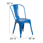 Flash Furniture Blue Metal Indoor-Outdoor Stackable Chair-Cross Brace under seat provides extra stability