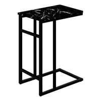 Monarch Specialties 2174 Accent Table - 24"H/Black Marble/Black Metal-Bring a modern tone to your living room, office space, family room or den with this stylish faux black marble / black metal C end table