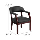 Flash Furniture Black Vinyl Luxurious Conference Chair with Accent Nail Trim-Upholstered Straight Arms with Brass Nail Accents