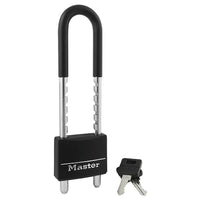 Master Lock 51mm Wide Vinyl Covered w/Removable & Adjustable Shackle Keyed Padlock-Removable adjustable-length shackle from 2-3/8in (6cm) to 5-15/16in (15cm) provides maximum application flexibility