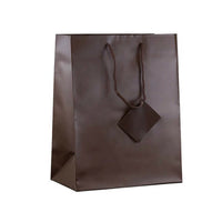 Jam Paper Matte Gift Bags with Rope Handles - Large - 10" x 13" x 5" - Chocolate Brown - 100 Pack-Color: Chocolate Matte