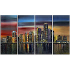 Designart City at Night, 4 Piece Gallery-wrapped Canvas Art, (PT2030-271)-Print