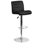 Flash Furniture Contemporary Black Vinyl Adjustable Height Barstool with Rolled Seat & Chrome Base-Mid-Back Design