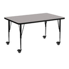 Flash Furniture Mobile 30"W x 48"L Rectangular Grey HP Laminate Activity Table - Height Adjustable Short Legs-Popular Rectangular Activity Table